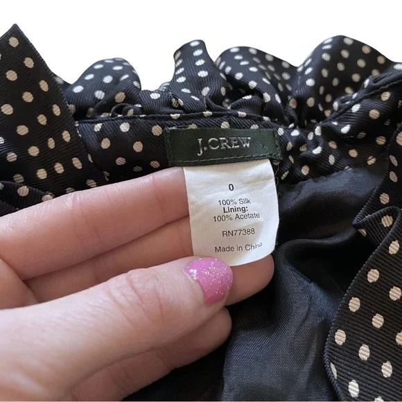 Vintage 1990's J. Crew Babydoll Black White Polka Dot Ruffle Long Sleeve Dress 0 - Picture 7 of 14